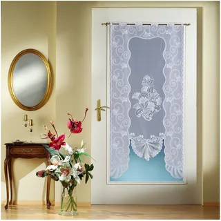 WECKBRODT Scheibengardine »Saarlouis« Stangendurchzug 1 Stk. tlg. Jacquard, Türvorhang, Gardine, floral, HxB: 175x78 cm, Store, weiß