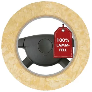 Walser Lammfell Lenkradbezug Auto, Lenkradhülle, Lenkradschoner aus echtem Lammfell, universaler Lenkradschutz, Lenkradabdeckung beige19543