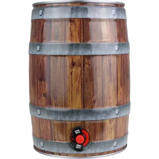 5L Partyfass mit Zapfhahn, Holzoptik