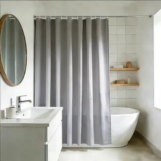 YISURE Duschvorhang 200x220 Hellgrau Textil für badewanne Waschbar, Breite 200 x Höhe 220cm