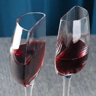 Anloximt 2Pack Funny Weinglas Cut in Half EIN halbes Glas Wein Rotweinglas Kristall Weingläser Langstieliges Weinglas für Jahrestag Hochzeit