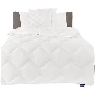 Traumnacht Cozy - Bettenset Leicht Sommerdecke, 1 x Bettdecke 155 x 220 cm und 1 x Kopfkissen 80 x 80 cm, weiß, Öko-Tex zertifiziert, produziert nach deutschem Qualitätsstandard