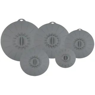 Kellegour Silikon Deckel,Silikon Seal Frischhaltedeckel,Silikon Deckel Set,5 Größe Wiederverwendbar Universal Frischhaltedecke für Salate,Nudeln,Suppe,Lebensmittel,Joghurt,Teller,Tassen,Schüsseln,Grey