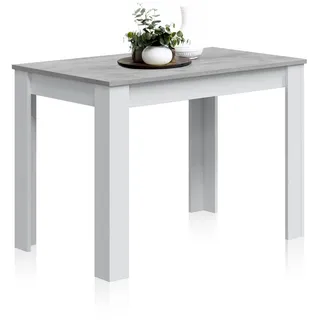 Habitdesign Habitdesign, - Fester Tisch Lowell, Esszimmertisch, Moderner Konsolentisch für Wohnzimmer oder Küche, cm 109x67x78, Weiß und Zement