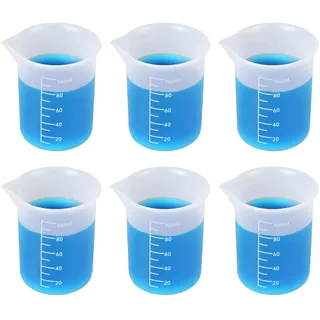 6 Stück Silikon Messbecher 100 Ml, Waschpulver Dosierer, Silikonbecher für Epoxidharz,Waschpulver Messbecher für Heimwerker Basteln, Epoxidharz, Gießformen, Wachsen, Küche