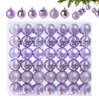 42 Stück Kleine Weihnachtskugeln Lila 6 Verschiedene Design Kunststoff Christbaumkugeln 3 cm Mini Weihnachtskugeln Plastik Christbaumkugeln Tannenbaum Weihnachtsbaumschmuck Kugeln