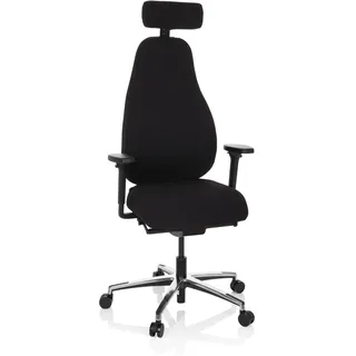 hjh OFFICE 608912 Profi Bürostuhl RESISTIO Stoff Schwarz Drehstuhl ergonomisch, Rückenlehne höhenverstellbar, Kopfstütze verstellbar & abnehmbar