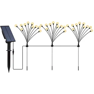 Lumisky 3 Stück Solarfackeln 30 Kugeln mit Solarpanel LED warmweiß LYRA FAMILY X3 H 70 cm