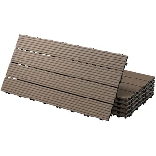 ECD-Germany Bodenplatte 2er Set , Dunkelbraun , Holzwerkstoff , wetterfest-Zonen , Rechteckig , 30x2x60 cm , wetterfest , Teppiche und Böden, Terrassenböden & Balkonböden, Terrassenfliesen