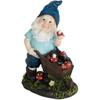 Relaxdays Gartenzwerg mit Pilzen 14,5 cm Bunt