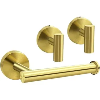 Unyqoos® Toilettenpapierhalter aus Edelstahl, goldfarben – Wandmontage vertikal/horizontal, inkl. 2 multifunktionale Haken, rostbeständig - Gold