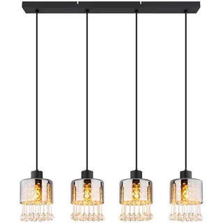 GLOBO Lighting Hängeleuchte Metall Schwarz Glas Kristalle L 82,5 cm