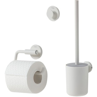 Tiger Urban Badaccessoire-Set, Edelstahl, Weiß, 3-teilig, bestehend aus Toilettenpapierhalter zur Wandmontage, Haken und WC-Bürste, mit austauschbaren Dekor-Ringen zur individuellen Gestaltung