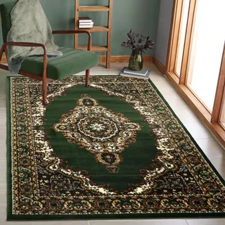VIMODA Teppich Orientalisch kurzflor Klassisch Wohnzimmer, Esszimer, Flur- Grün, Farbe:G8757, Size:120x170 cm