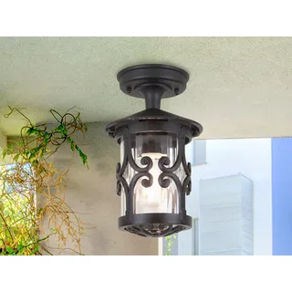 Außendeckenleuchte, Balkon Außenlampe Landhausstil, Terrassenbeleuchtung Schwarz