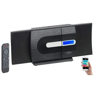 auvisio Kompaktanlage Vertikal: Vertikale Design-Stereoanlage, FM/DAB+, Bluetooth, CD, MP3, AUX, 40 W (Kompaktanlage DAB+ Design, Radio CD, Wecker)