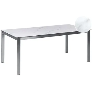 Beliani Gartentisch 180 x 90 x 75 cm Weiß/Silber