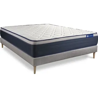 Actiflex max matratze 180x220cm + Bettgestell mit lattenrost - Dicke : 26cm - Taschenfederkern und Memory-Schaum - H4 - Grau