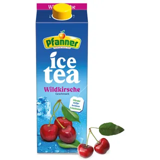 Pfanner Eistee Wildkirsche - 1 x 2 l Tetra Pak – direkt aufgebrühter Tee mit Kirschsaft und Aroniasaft - Ice Tea Karton
