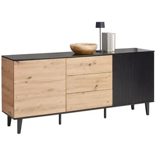 Xora Sideboard , Schwarz, Eiche Artisan , Metall, Holzwerkstoff , 2 Fächer , 3 Schublade(n) Schubladen , 178x78x40 cm , Bsci , Beimöbel erhältlich, stehend , Kleinmöbel, Kommoden, Sideboards