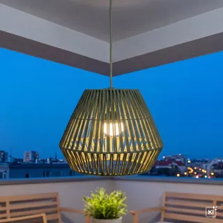 LED Akku Hängelampe Garten Grün dimmbar IP54 3000 k L:40 cm Pendelleuchte Außen