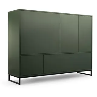 bettso Kommode GENUA Türkommode für Wohnzimmer und Schlafzimmer Flaschengrün Metallbeine 160x45x120 - Grün