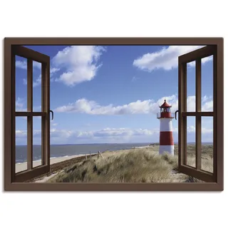 Artland Wandbild »Fensterblick - Leuchtturm Sylt«, Fensterblick, (1 St.), als Leinwandbild, Poster in verschied. Größen Artland braun