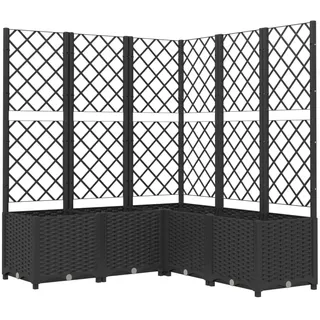 vidaXL Pflanzkübel mit Rankgitter Blumenkübel Pflanzkasten Blumentopf Blumenkasten Rankhilfe Spalier Gartenspalier Schwarz 120x120x136cm PP