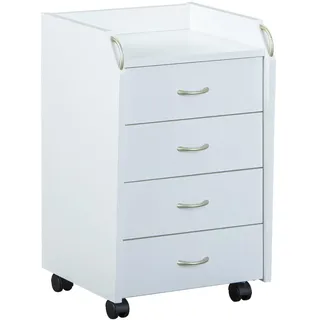 Inter Link – Rollcontainer mit Schubladen -Bürocontainer Standcontainer - Rollschrank Schubladenkommode Büroschrank 4 Weiß - Pronti