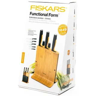 Fiskars Functional Form Bamboo knife block 5 knives