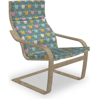 ABAKUHAUS Kindergarten Poäng Sessel Polster, Smiling Cartoon Mäuse, Sitzkissen mit Stuhlkissen mit Hakenschlaufe und Reißverschluss, Kadett-Blau Multicolor - Bunt