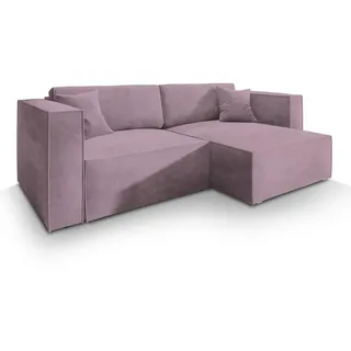 Masseno Ecksofa Nerio M Lila Velours-Stoff mit Schlaffunktion , Holz , L-Form,L-Form , 245x148 cm , Wohnzimmer, Sofas & Couches, Wohnlandschaften, Ecksofas