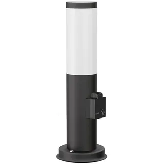 ledscom.de Wegelicht/Pollerleuchte PORU für außen, IP44, 39 cm, schwarz, 1x E27 max. 40W, Steckdose