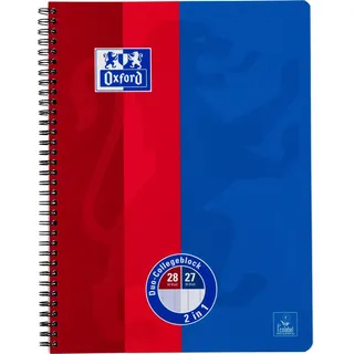 Oxford Collegeblock DUO A4 kariert/ liniert blau/rot