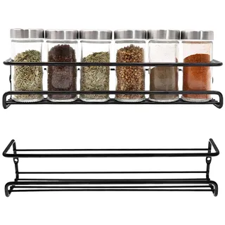 Gewürzregal Wand 2 Set Gewürzregal Hängend Ohne Bohren Küchen Gewürzregal Metall Spice Rack Wall No Drilling Küchenregal Hängend Gewürzständer Für Küchenschrank Duschablage Hängen Wall Organiser