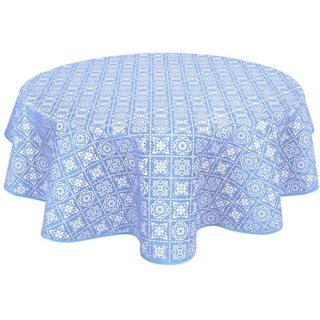 Wachstuch Tischdecke Wachstuchtischdecke Abwaschbar Abwischbare Rund Runde 140cm Blau grau