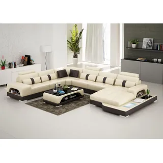 Couch Garnitur Polster Big xxl Sofas Couchen Sofa Wohnlandschaft U Form Ecksofa - Beige