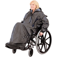 Homecraft Wheelchair Mac with Sleeves, Waterproof Complete Protection, Elasticated for Snug Fit, Prevents Fabric From Getting Wet, Knitted Cuffs, Lined, Standard (Eligible for VAT relief in the UK)