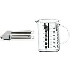 WMF Profi Plus Knoblauchpresse 17,5 cm, Cromargan Edelstahl teilmattiert, spülmaschinengeeignet & Gourmet Glas Messbecher 1l, hitzebeständiges Glas, Skalierung für Liter, Milliliter, Tassen und Gramm