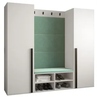 Möbel Kryspol Garderoben-Set 184/184/42 , Weiß, Mintgrün , Kunststoff , Nachbildung , 6 Fächer , 184x184x42 cm , Garderobe, Garderoben-Sets & Garderoben-Serien, Garderoben-Sets
