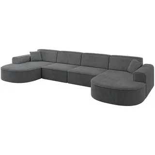 altdecor Ecksofa in U-Form Mari-U2 - 388x171x79,5 cm Duneklgrau - Corner Sofa Bett Eckcouch Couch L-Form Wohnlandschaft Cauchsofa - Dunkelgrau
