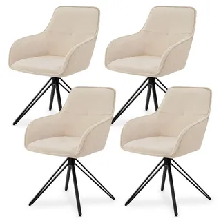 Juskys Drehstuhl Clyde Samt Beige 4 Stk.