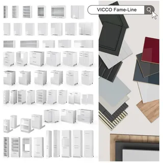 Vicco Unterschrank Fame-Line 100 x 82 x 51,6 cm Weiß Hochglanz