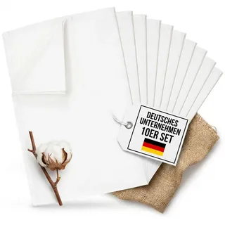 Bertsch Hotelwäsche GmbH Geschirrtücher Halbleinen 10er Set – Schnelles Abtrocknen – 50x70 cm Weiß