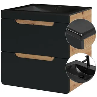 Lomadox Badezimmer Waschtisch Set mit Wotan Eiche Nb., b/h/t ca. 61/61/46 cm