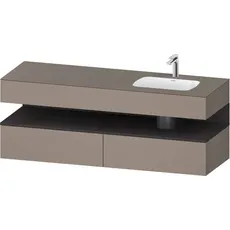 Duravit Qatego Einbauwaschtisch mit Konsolenwaschtischunterbau, 1600x550x600mm, Nische Graphit Supermatt, Becken rechts, QA4796080, Farbe: Basalt Matt/mit Nischenbeleuchtung