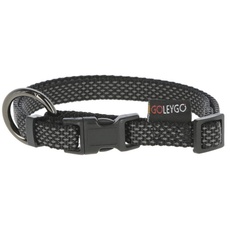 GoLeyGo Hundeleine Flat + Halsband, Schwarz, Größe S 1,4-2m, Sicherer Magnet-klick-verschluss, Inkl. Adapter-Pin, Hundeleine für kleine Hunde bis 15kg, Maximale Belastung 100kg