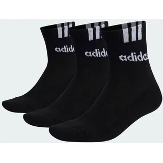 adidas Unisex Kids 3-Stripes Linear Half-Crew Cushioned Socks 3 Pairs, black/white, 5-6 Years
