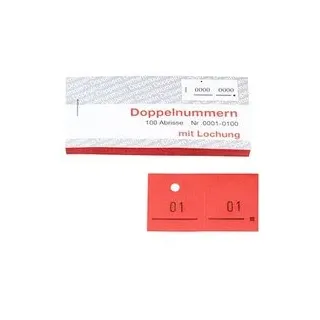 WOLF & APPENZELLER Doppelnummernblöcke 01-100, 101-200, 201-300, 301-400, 401-500, rot, 5 Blöcke