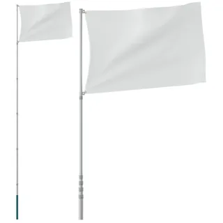 vidaXL Teleskop-Fahnenmast Silbern 5,55 m Aluminium - Silber
